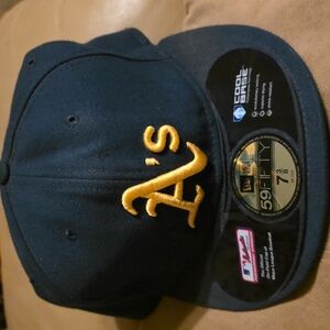 New Era Oakland Athletics 59FIFTY Hat 7 3/8 Green & Gold Cool Base NEW